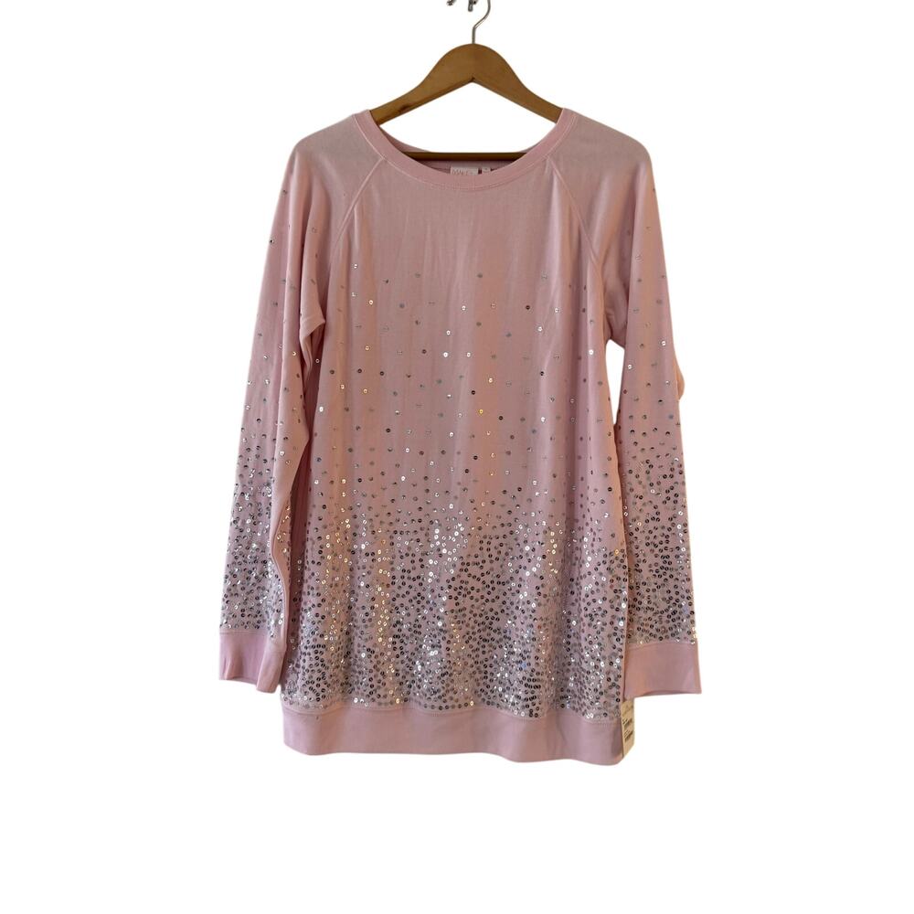 Make +‎ Model Sequin Embellished Sweatshirt Size M Pink Ballerina Pullover NWD